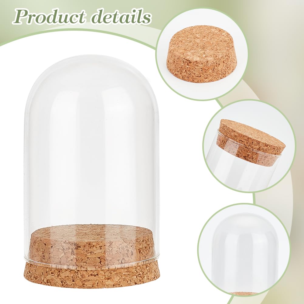 PandaHall 4pcs Glass Display Dome Cloche Bell Jar with Cork Small Glass Bottle Dome Decorative Jar Cloche Display Case for Flower Storage Home Christmas Party Favor Decoration 2.3x3.9inch