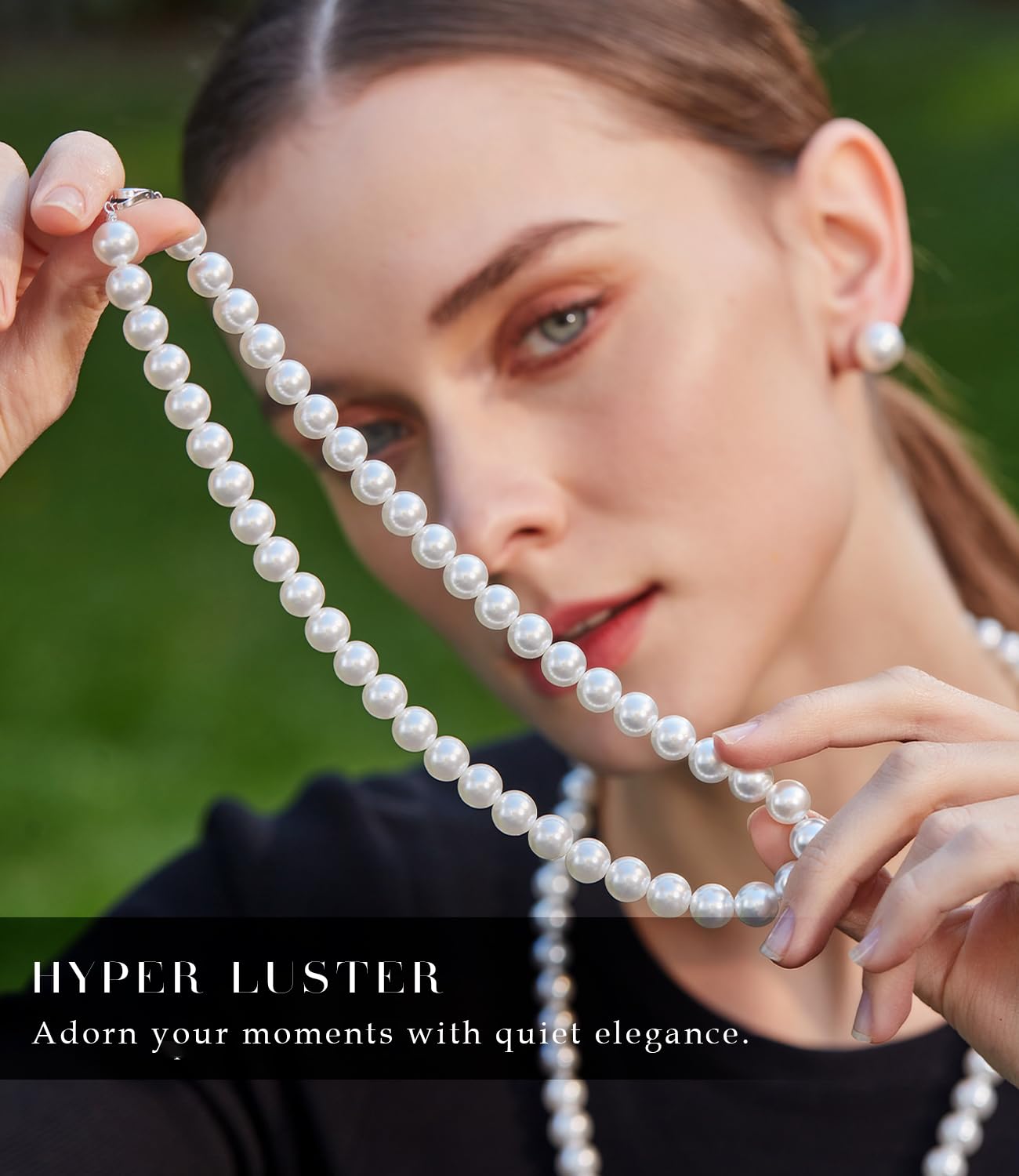 Raneecoco HYPER LUSTER Sterling Silver 10mm White Round Simulated Pearl Necklace for Women | Dainty 16 inch Pearl Choker Necklace | Gift Ready for Wedding