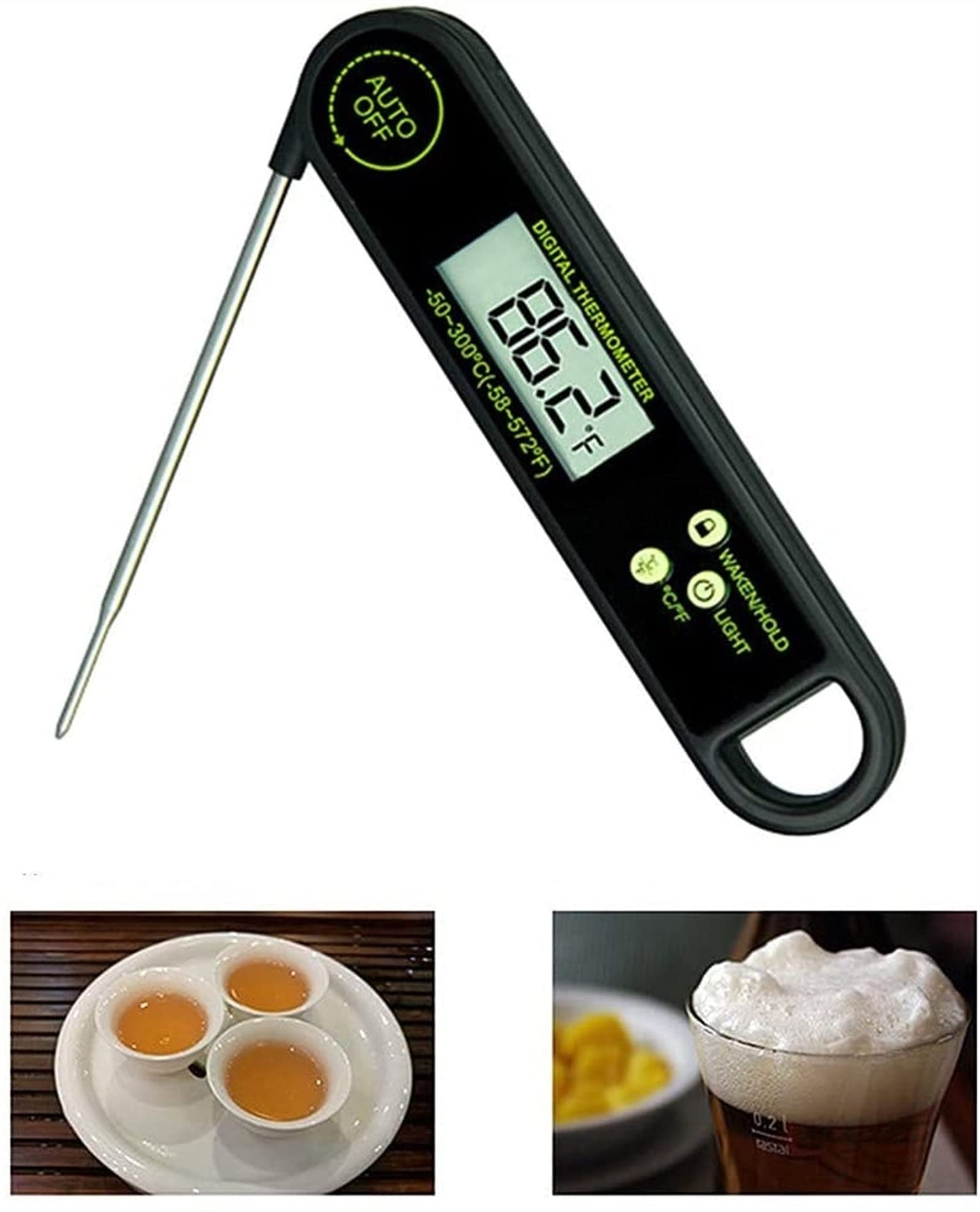 GIENEX Meat Food Thermometer for Grill and Cooking, Ultra Fast Instant Read Waterproof Digital Kitchen Thermometer Probe for Grilling BBQ Smoker Oil Deep Fry Candy