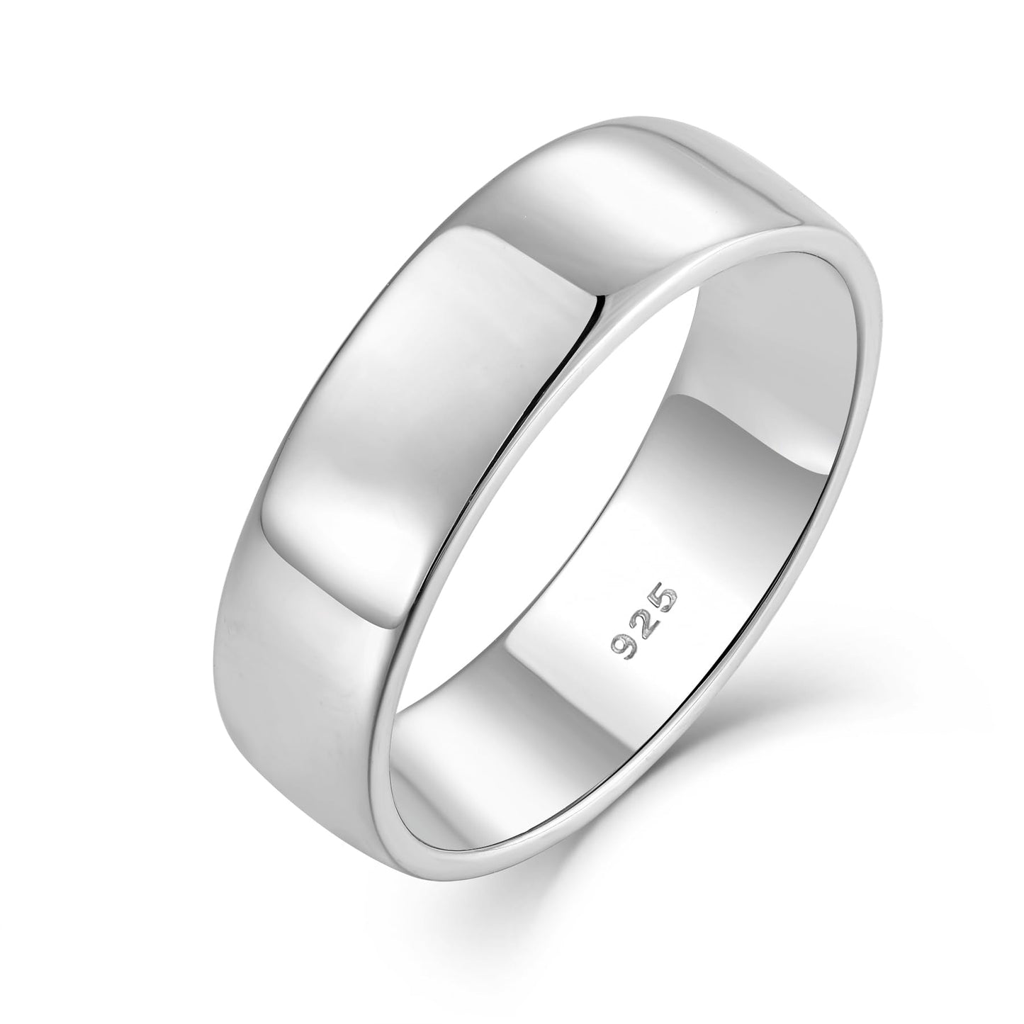 STARCHENIE Solid 925 Sterling Silver 6mm Wedding Band Ring, Comfort Fit High Polish, for Men and Women (Size 7)