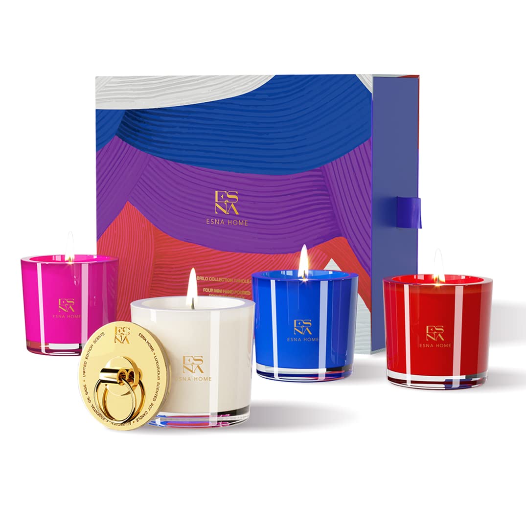 Luxury Scented Candle Set 4 All Natural Soy Aromatherapy Candle Gift Set Votive Candle Gift Set for Women Self Care Stress Relief Gifts for Her Luxury Christmas Gifts for Women Candles for Home 60 hrs