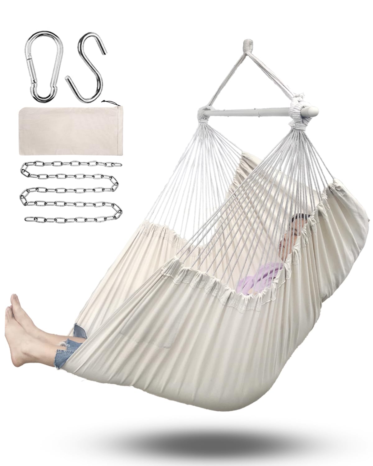 ADVOKAIR Hammock Chair Large 70.9"x47.2", 32% Bigger XXL Hanging Swing Chair with 500lbs Capacity, Heavy Duty Steel Spreader Bar, Extra Roomy Comfort for Adult Indoor Outdoor Bedroom Patio