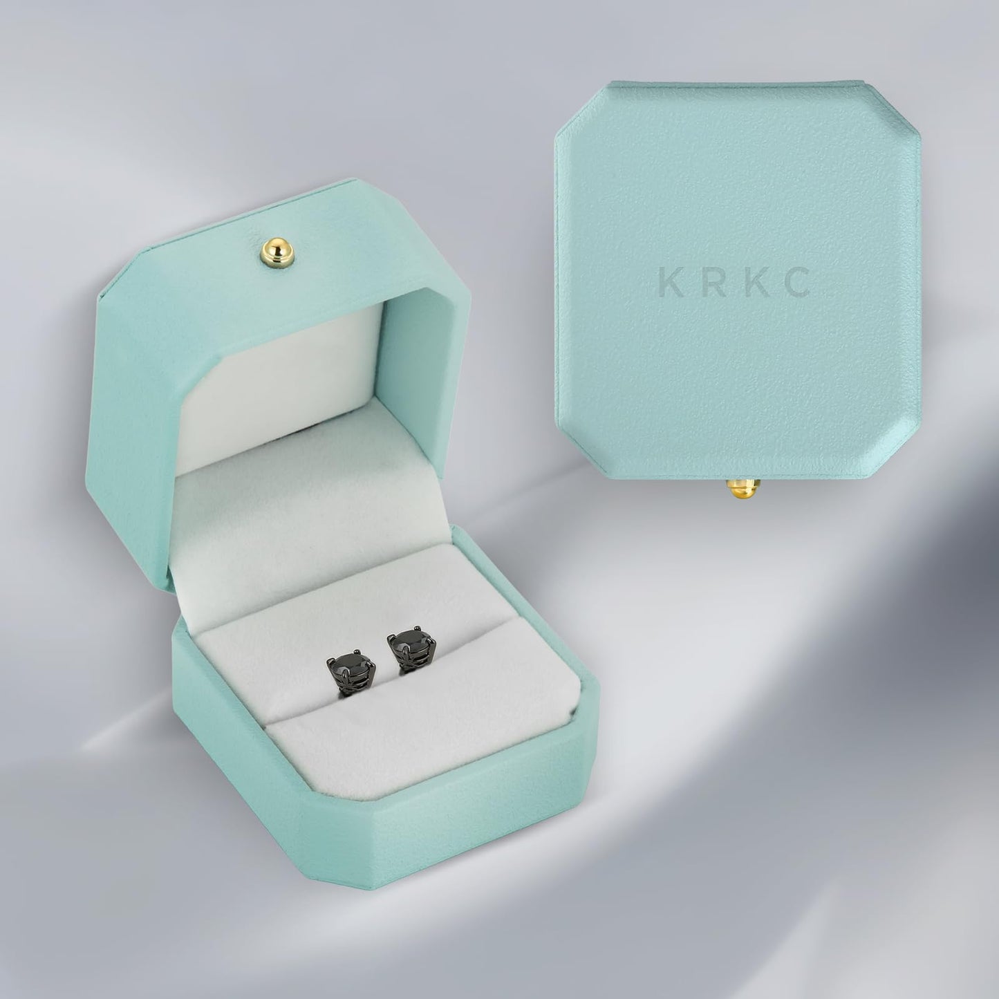 KRKC Moissanite Earrings for Men Women, Black Diamond Earrings for Men, D Color VVS1, 925 Sterling Silver Solitaire Stud Earrings, Black Tone Plated Earrings for Men, Valentine's Day Gifts, 1.6Carats
