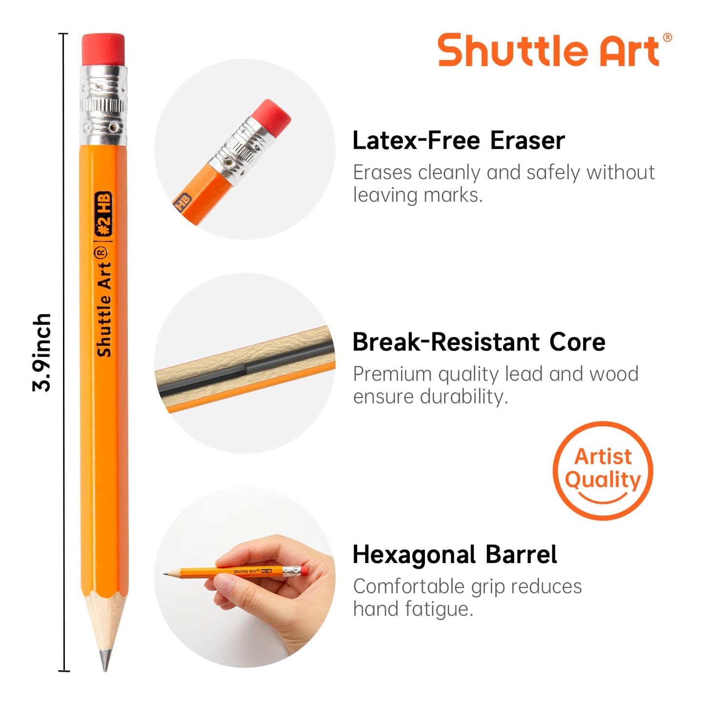 Shuttle Art 600 Pack Golf Pencils With Erasers, #2 HB Pencils Bulk, 3.5” Mini Pencil, Pre-Sharpened Small Pencil for Kids Teachers Classroom Games, Back to School Supplies
