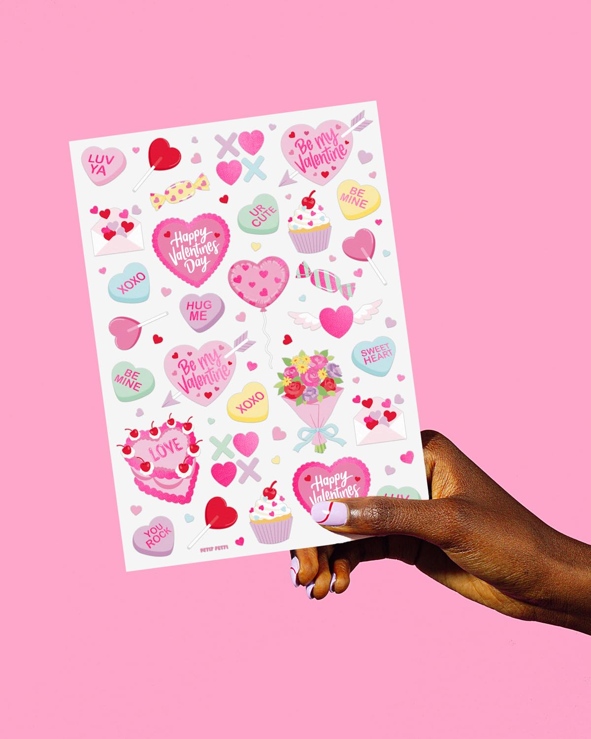 xo, Fetti Valentine's Day Temporary Tattoos - 54 Hot Pink Foil Styles | V-Day Party Decoration, Galentines, Party Favor, Be Mine, Candy Heart, Vday Supplies, XOXOs