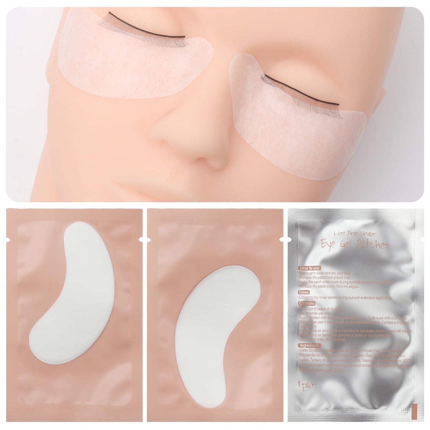 100 Pairs Hydrogel Under Eye Gel Patches Lint Free Eye Lash Pads Eyelash Extension Tool Mask Eyepads (#2-Pink)