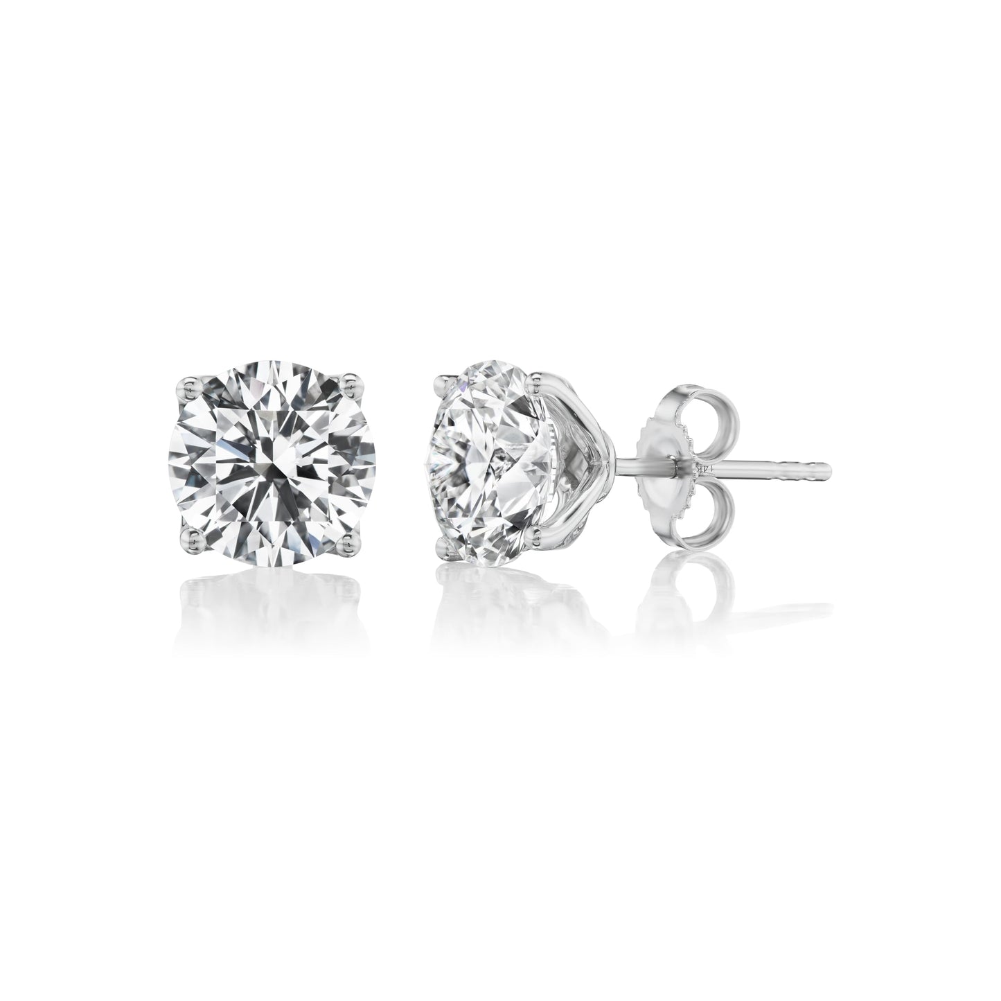 1/2 Carat Brilliant Cut Lab Grown Diamond Round Stud Earrings for Women in 14k White Gold (G-H Color, VS1-VS2 Clarity, cttw) 4-Prong Classic Push Back Studs by Carbon Atelier
