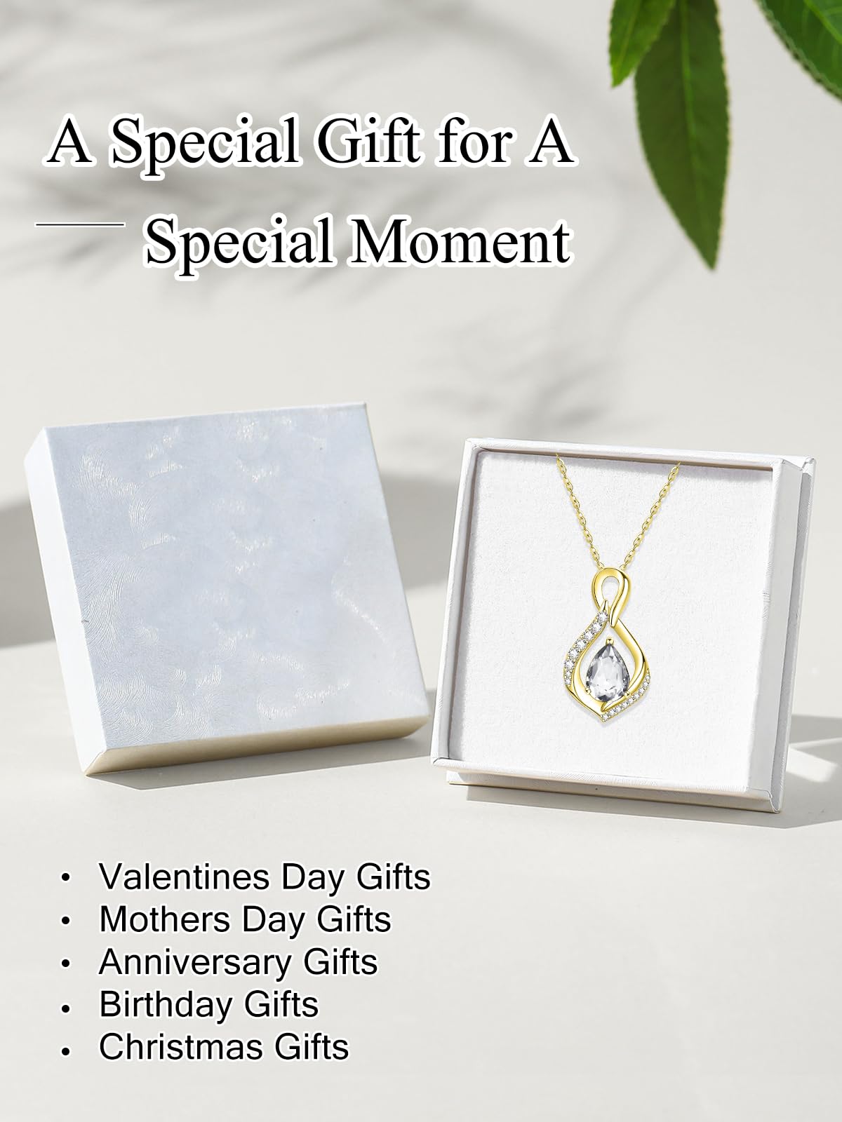 JIYVY32 Diamond Infinity Necklace for Women April Birthstone Necklaces 14k Gold Plating Anniversary Birthday Gifts for Wife Her Mom Girlfriend Birthstone Jewelry Gifts for Women