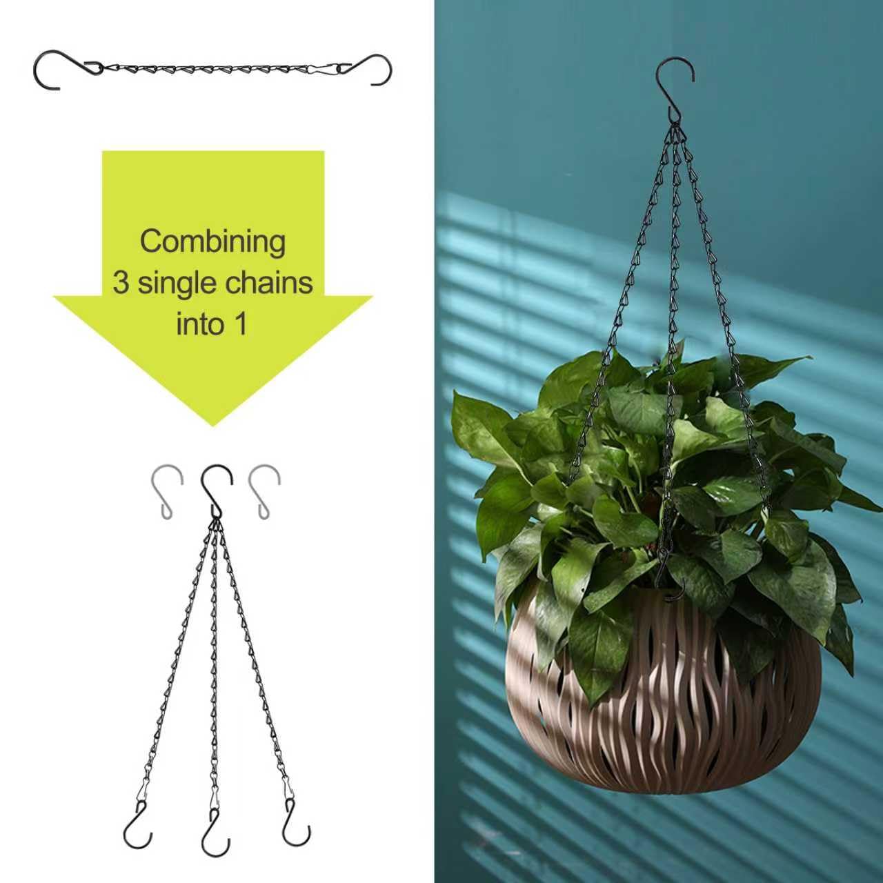 RIFNY 20 Inch Chain for Hanging Plants, Black Small Plant Chains for Hanging Baskets Kits with Hooks for Bird Feeders Planters Billboards Lanterns Wind Chimes Ornaments Outdoor Indoor Use (5 PCS)