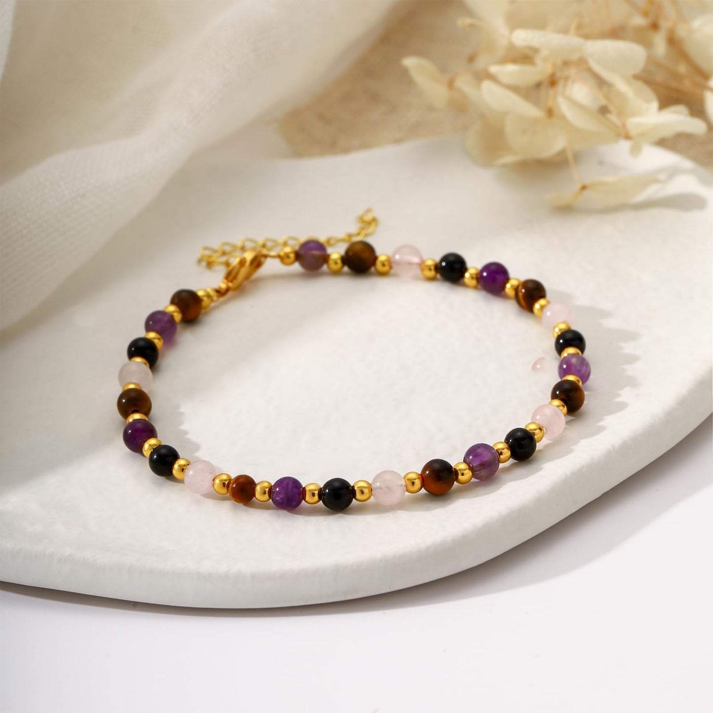 Kenailw Anxiety Relief Items Bracelet for Women, Amethyst Depression Stress Relief Anti Anxiety Gifts Spiritual Jewelry Natural Healing Crystals for Calm & Balance