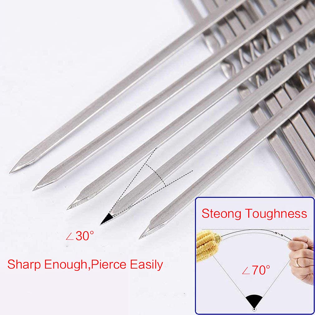 Metal Skewer for Grilling,Kabob Skewer,Flat BBQ Barbecue Skewer,Grilling Skewers Set,Reusable BBQ (14" skewer(16 pack))