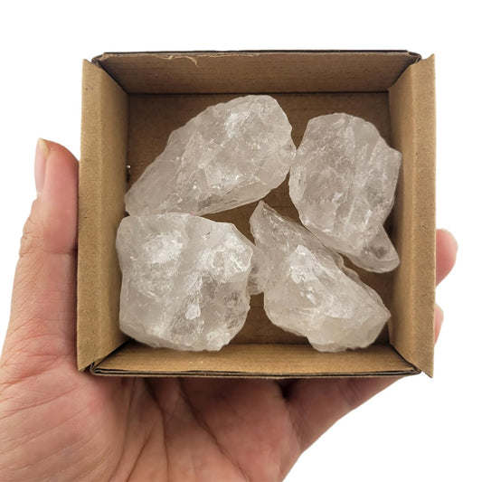 3-5Pcs Natural Clear Quartz 1''-2'' Raw Crystals Rough Stones Rocks for Tumbling Polishing Cabbing Gemstones Crystals and Healing Stones for Wicca Reiki,Fountian Rocks for Decorations (Clear Quartz)