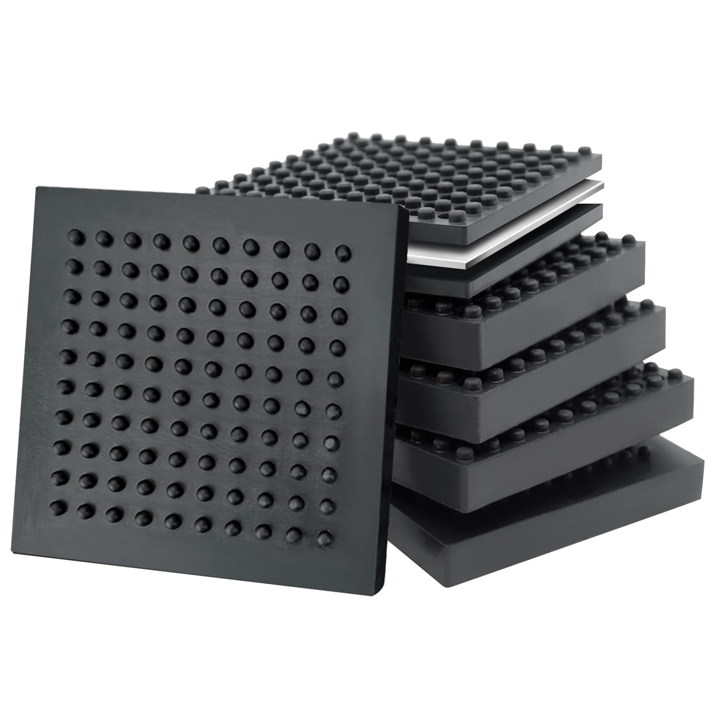 BXI Exercise Equipment Mat Heavy Duty - 4 x 4 x 0.8 Inches 6 Pcs Non Slip Noise Reduction Anti Vibration Treadmill Stationary Bike Mats, Thick Steel Embedded Rubber Pad for Hardwood Floors & Carpet