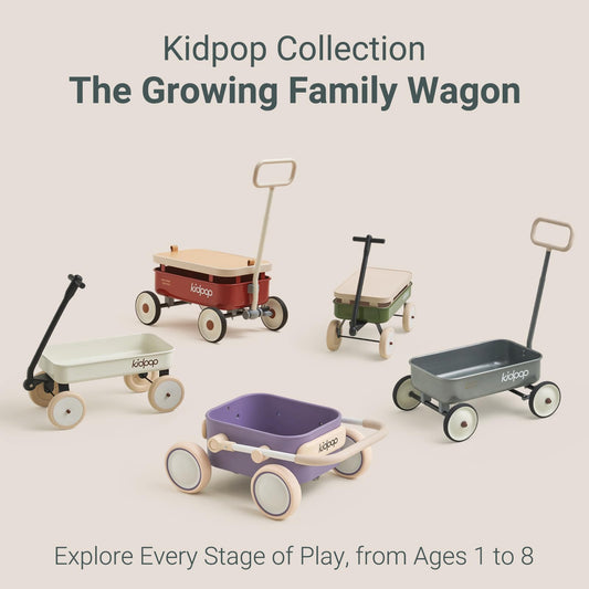 Kidpop Pula-Mini First Wagon for Toddlers, 4-Wheel Baby Pull Toy Cart for Kids Ages 1-3, Indoor & Outdoor Push Walker Toy, Ideal 1 Year Old Birthday Gifts (Green)