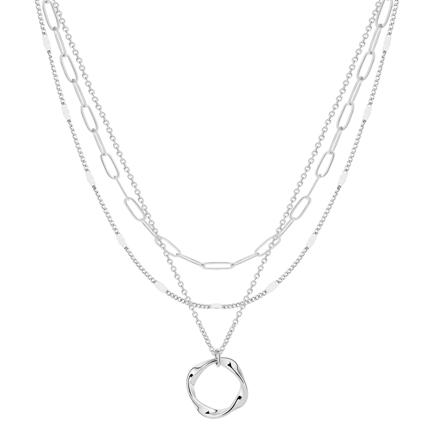 MFRYK Gold Necklaces for Women,14K Gold/Silver Plated Choker Layered Necklace Dainty Pearl Disc Cross Circle Heart Pendant Chain Stackable Necklaces, Multilayer Jewelry Set Gifts for Women