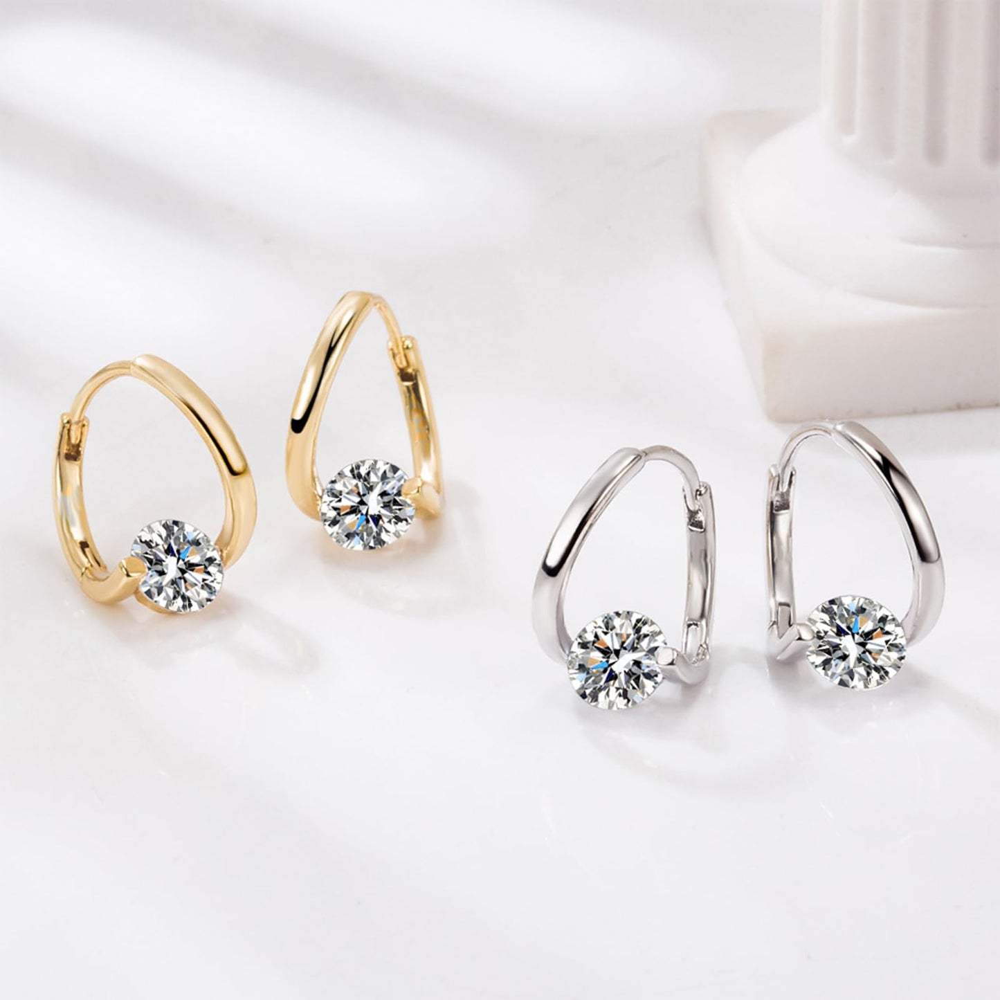 Lymphatic Earrings Halolux Lymphvity Germanium Earrings Gold and Silver Hoops Sparkle CZ Hoop Earrings for Women (gold+silver)