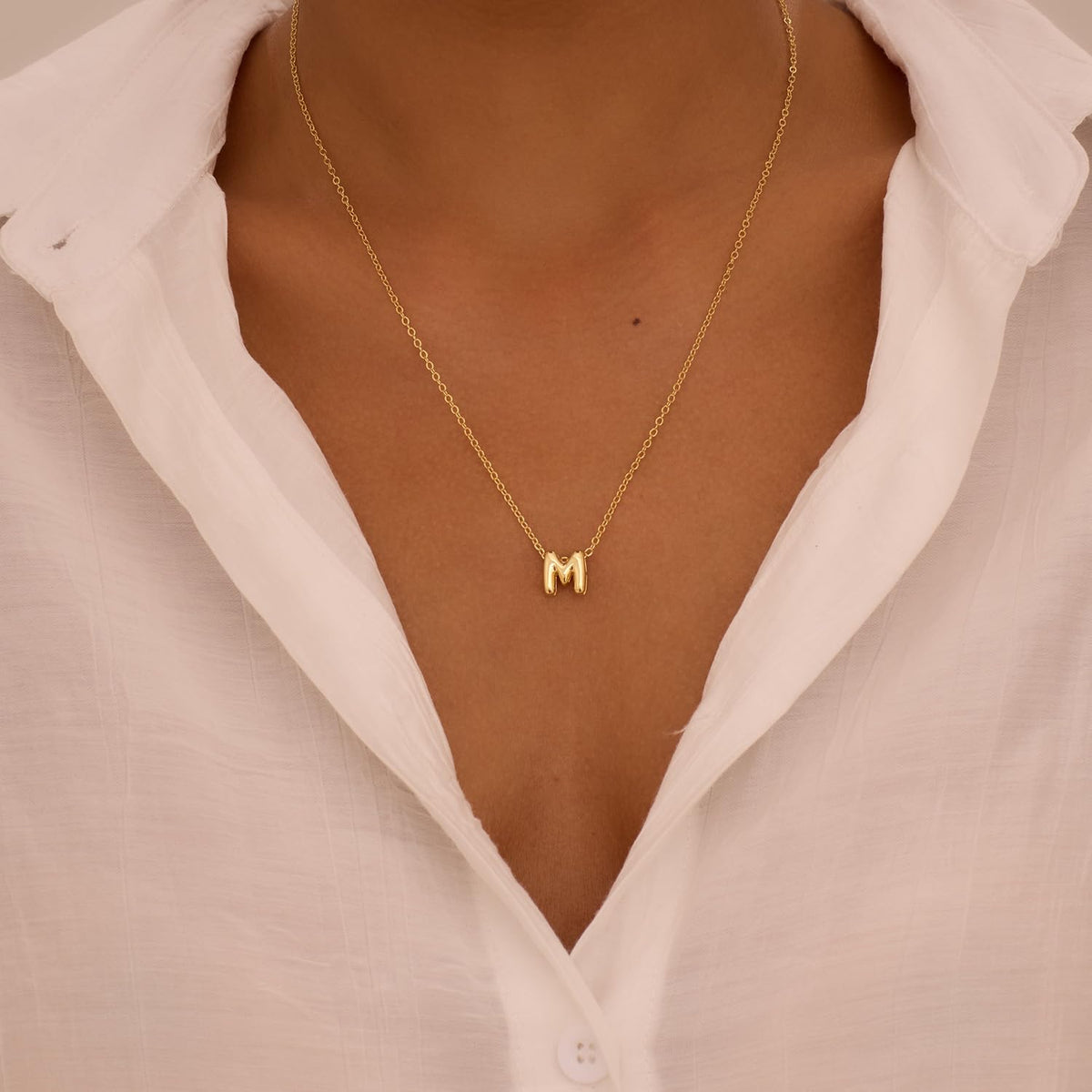 CUEZIY 14K Gold Plated Bubble Letter Necklace Initial Necklaces for Women Dainty Personalized Charm Pendant Name Necklace Cute Non Tarnish Fashion Accessories Teen Gift Trendy Stuff Jewelry Gifts