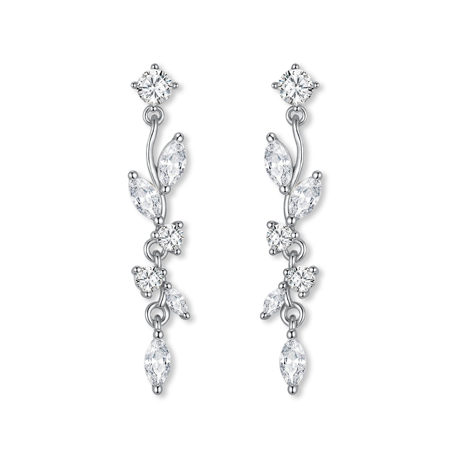 FANZE Marquise Cubic Zirconia Wedding Earrings for Women Brides Bridesmaids, Crystal Dangle Drop Gold and Silver Earrings for Women Jewelry Gifts