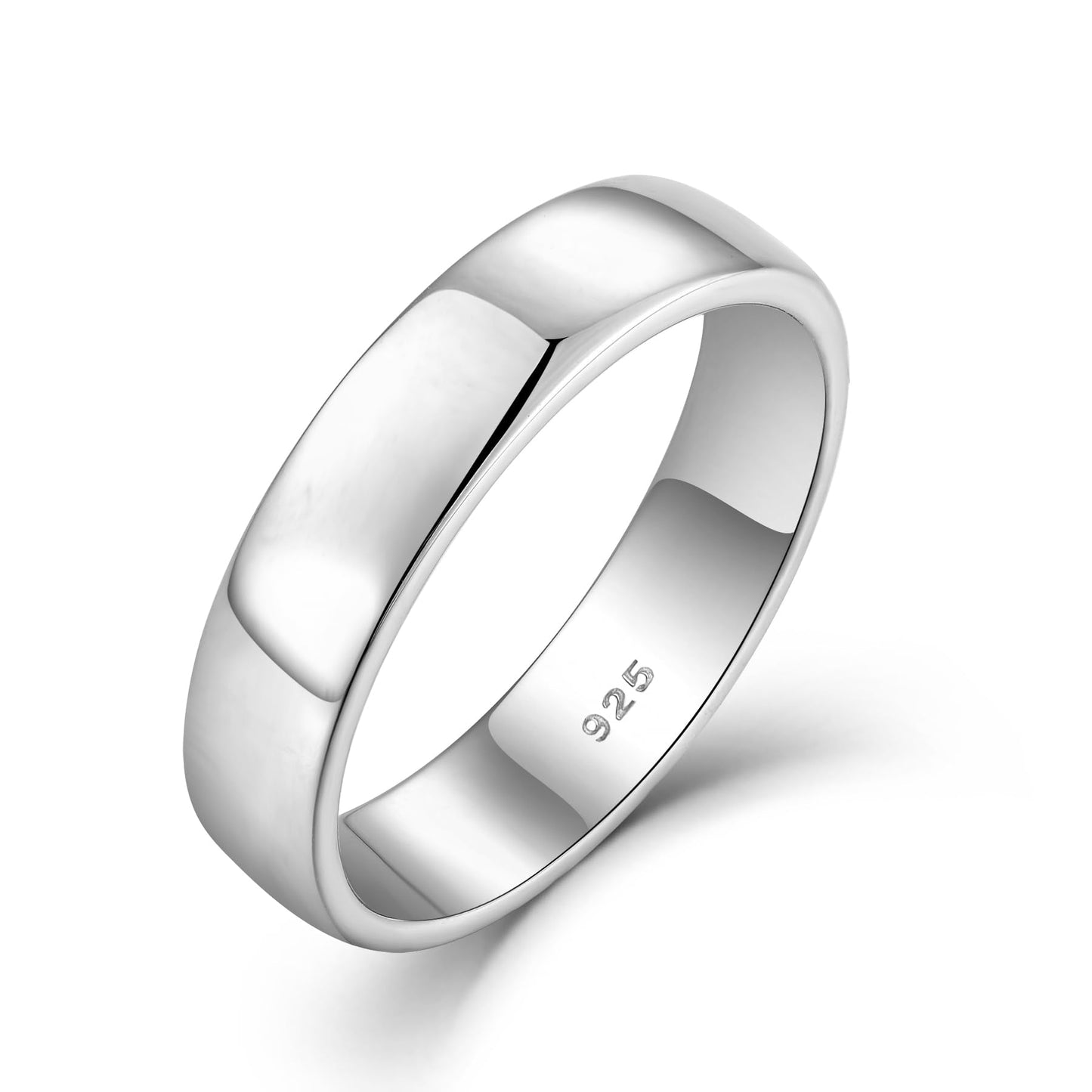 STARCHENIE Solid 925 Sterling Silver 5mm Wedding Band Ring, Comfort Fit High Polish, for Men and Women (Size 8)