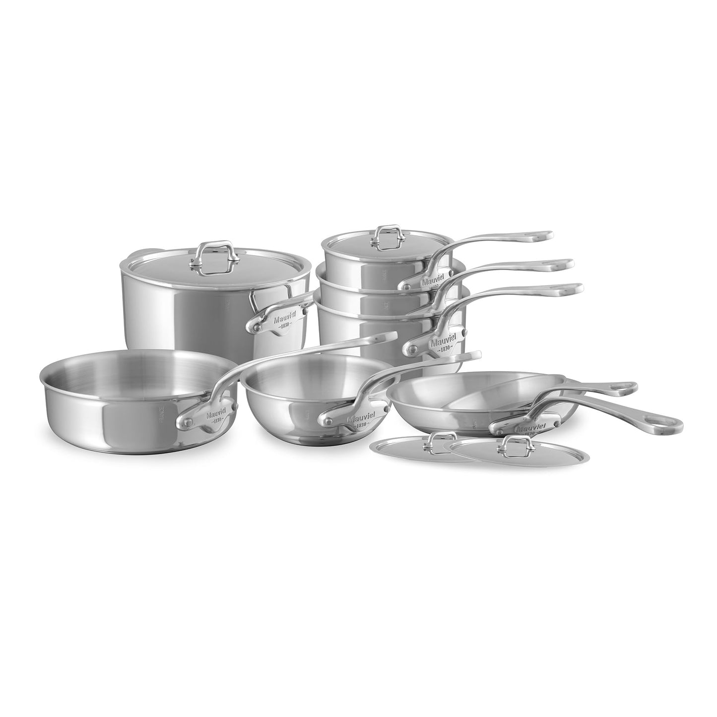Mauviel M'Urban 4 Tri-Ply Polished Stainless Steel 12-Piece Cookware Set With Cast Stainless Steel Handles, Made In France