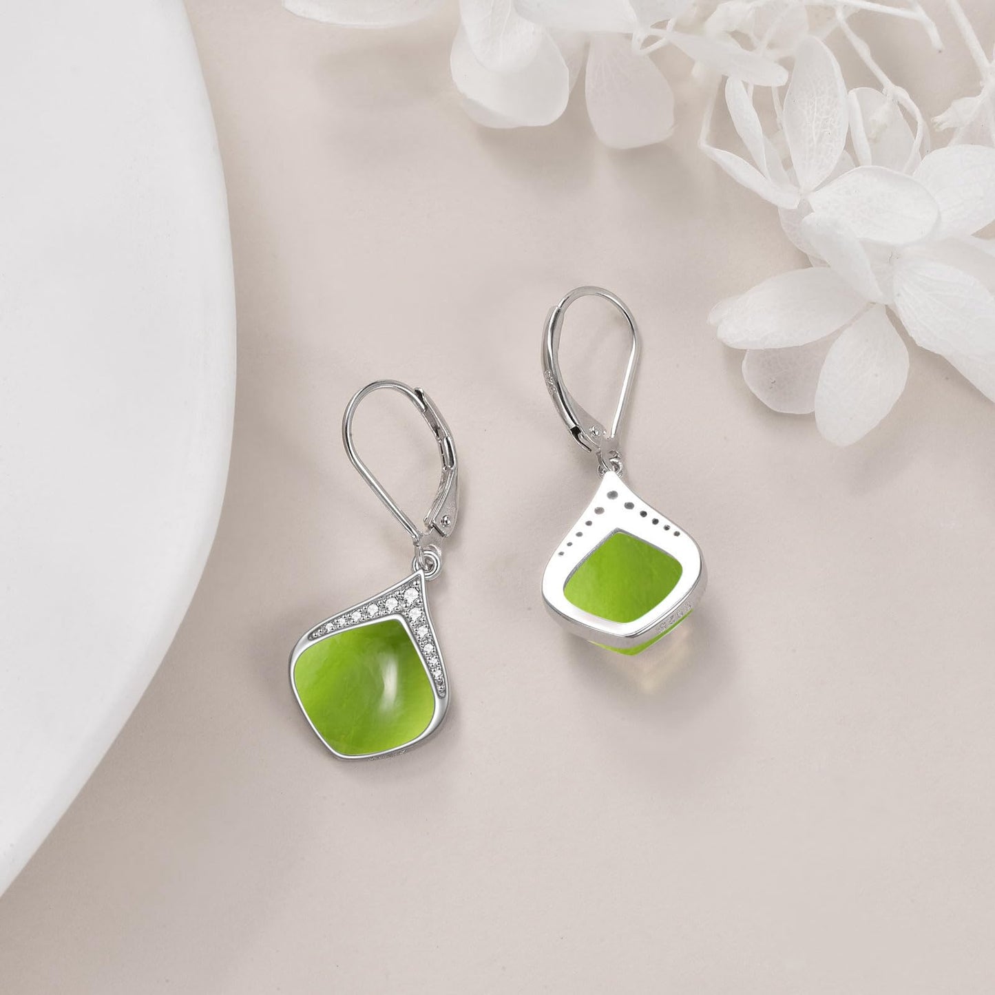 Peridot Teardrop Earrings for Women Sterling Silver Cubic Zirconia Teardrop Drop cubic Zirconia Dangle Earrings Jewelry Christmas Gifts for Women