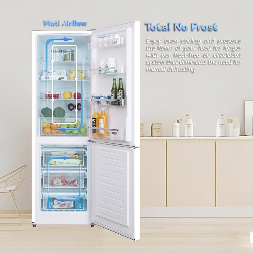 magictec Retro fridge Vintage refrigerator with freezer | Frost free | 11 Cubic feet | 74 Inch | Bottom Mount Fridge for Apartment,Condo,House,Kitchen