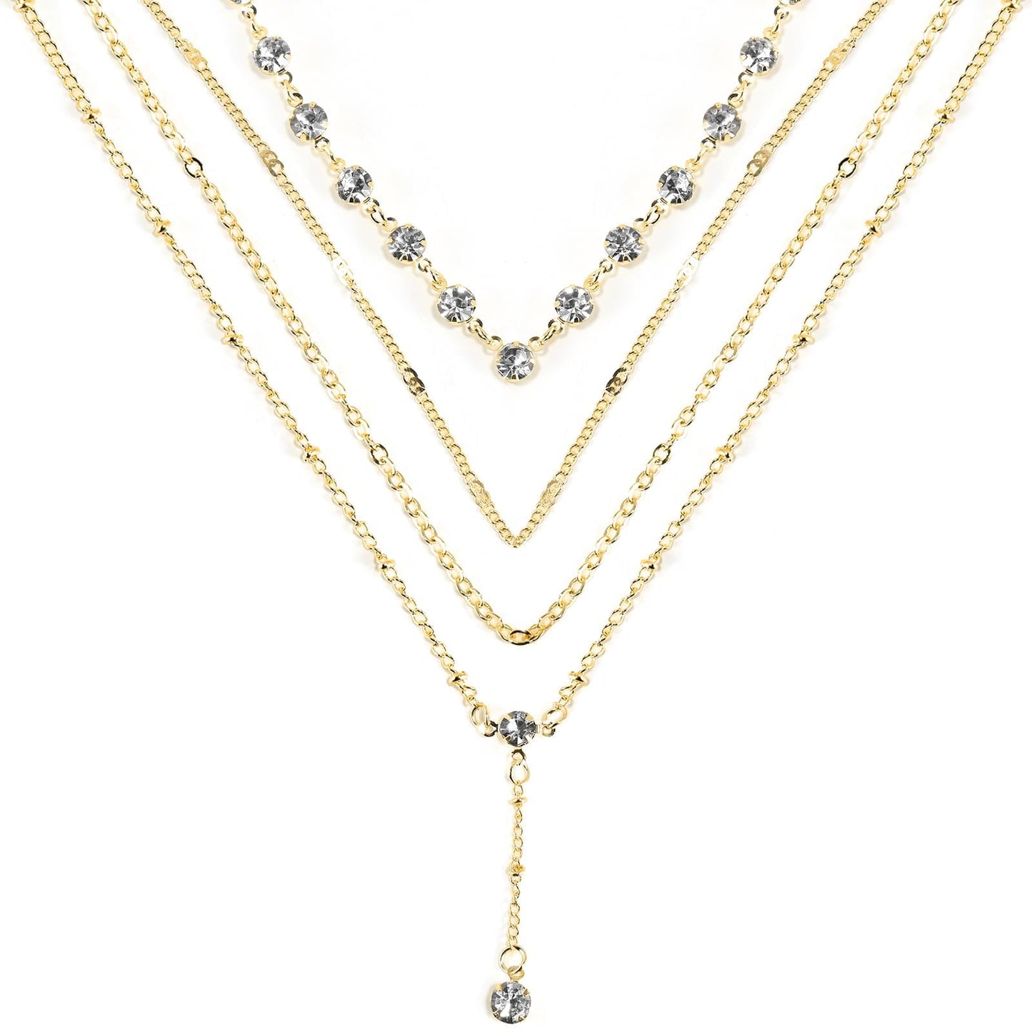 ENGCKSHI Necklace for Women, Dainty Long 14K Gold Y-Shaped Necklace Jewelry Trendy Beaded Layered Chain Drop Necklaces Jewelry Women Gifts