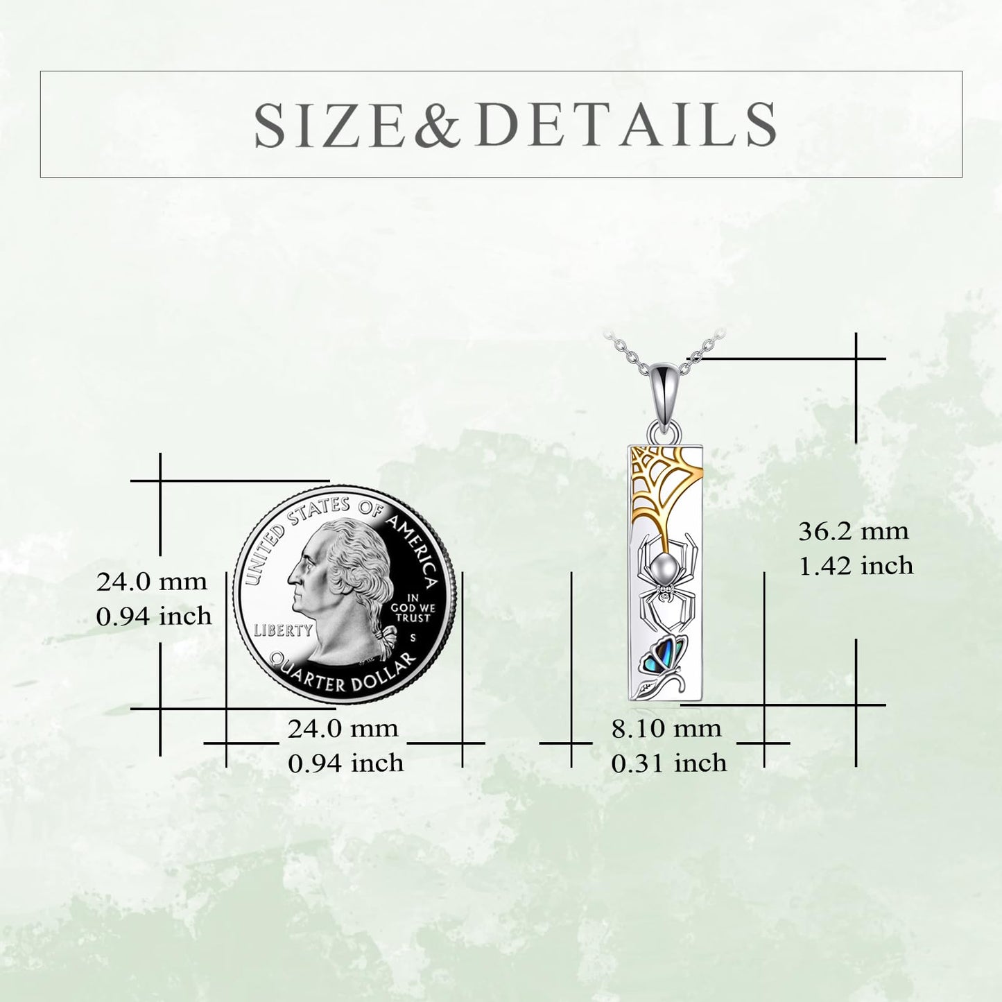 YFN 925 Sterling Silver Spider and Butterfly Pendant Necklace Spider Jewelry for Woman Men