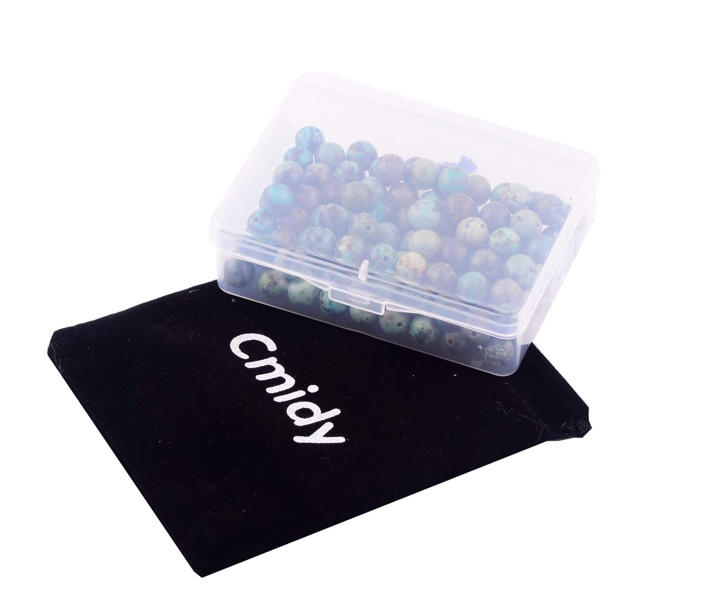Natural Stone Beads 100pcs Round Genuine Real Stone Beading Loose Gemstones Hole Size 1mm DIY Smooth Bead for Bracelet Necklace Earrings Jewelry Making (African Turquoise Green, 10mm)