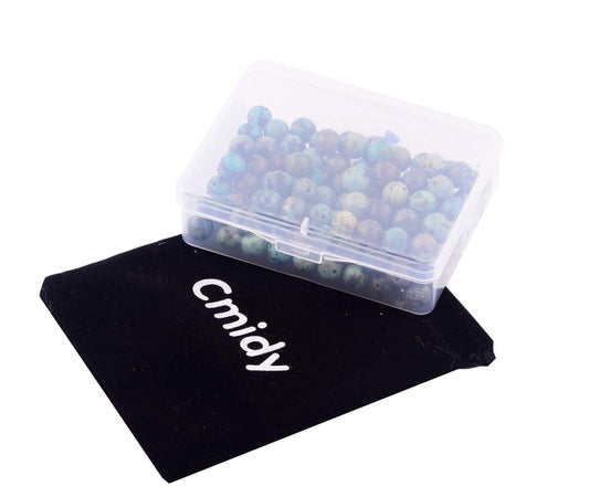 Natural Stone Beads 100pcs Round Genuine Real Stone Beading Loose Gemstones Hole Size 1mm DIY Smooth Bead for Bracelet Necklace Earrings Jewelry Making (African Turquoise Green, 10mm)