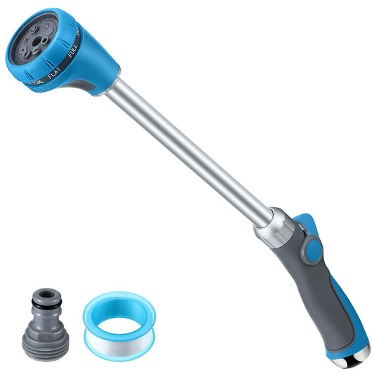 Saillong 18" Watering Wand for Garden Hose Heavy Duty, Metal Garden Hose Wand Sprayer with Thumb Control & 8 Spray Patterns, Hose Nozzle Wand for Lawn Plants Hanging Baskets, Pipe Tape Included