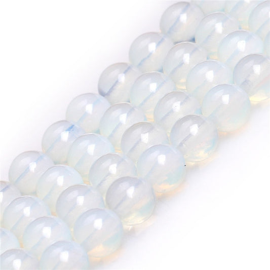 10mm White Opalite Beads Round Gemstone Loose Beads for Jewelry Making 15"(36-38pcs/strand)