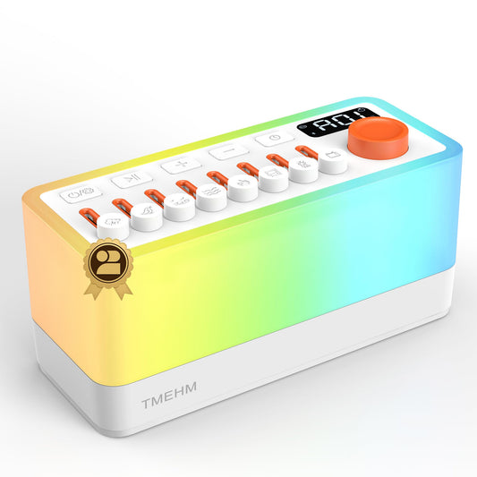 TMEHM 3-in-1 Sleep Sound Machine with 8 Mixable Nature Sounds, Portable Bluetooth Speaker & 12-Color Night Light, White Noise, Sleep Timer & Breathing Exercises for Babies, Kids, and Adults