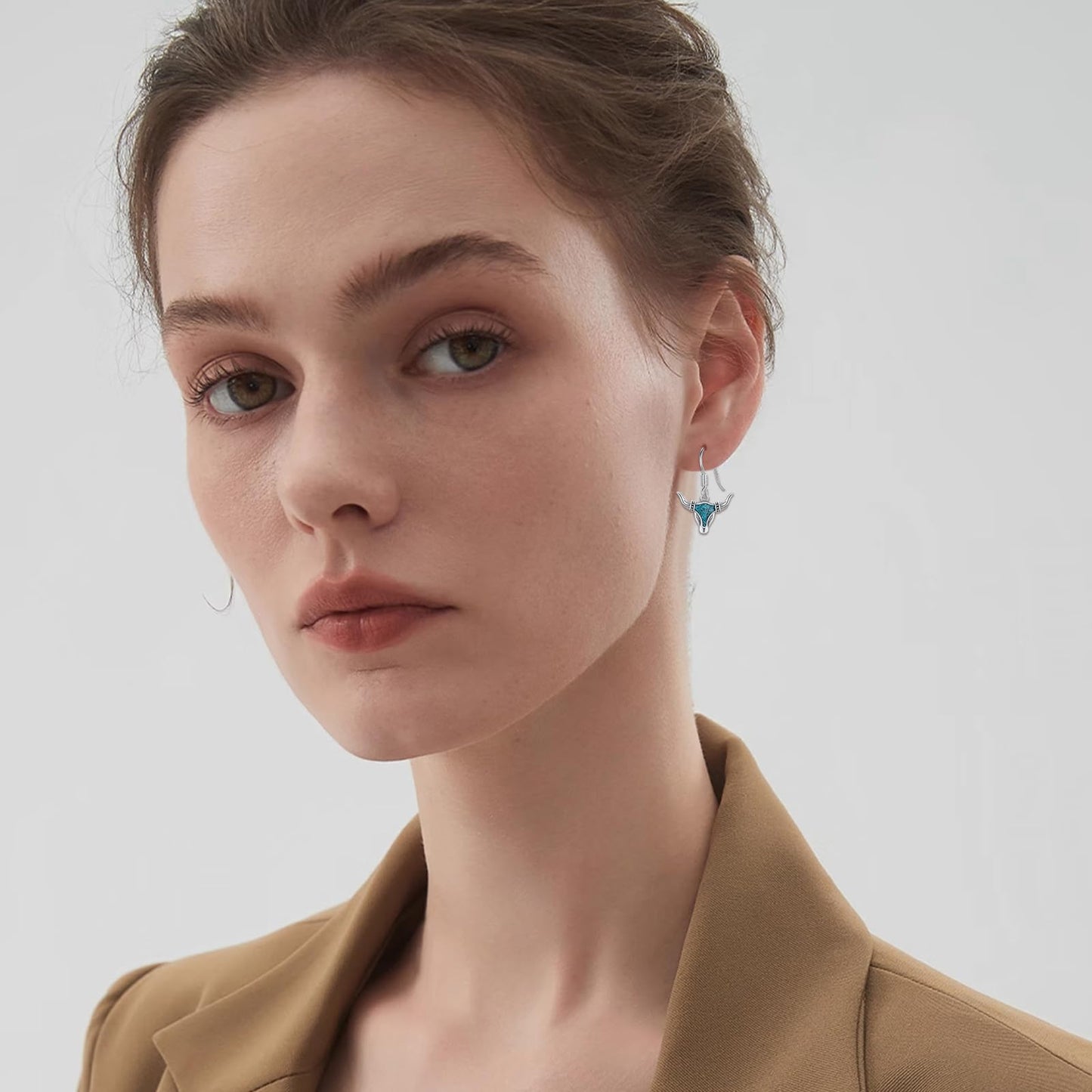 KoyeKei Western Cow Earrings for Cowgirl Cowboy 925 Sterling Silver Turquoise Texas Longhorn Cow Skull Dangle Drop Earrings Western Longhorn Country Jewelry Christmas Graduation Gifts for Mom Women