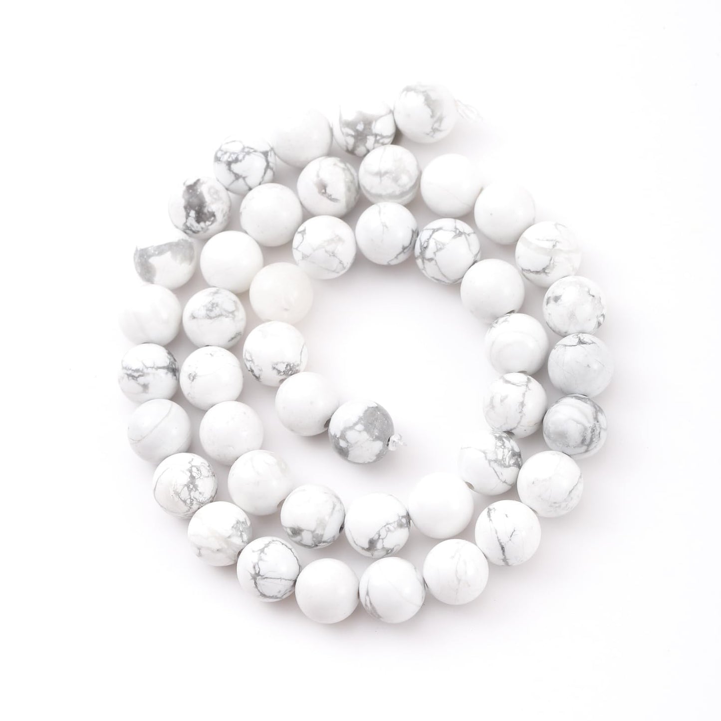 6mm 60pcs DIY Natural White Howlite Stone Beads Round Healing Crystal Gemstone Loose Beads for Jewelry Making Handmade Bracelet Necklace