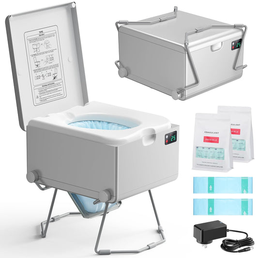 Modiwell Smart Dry Flush Toilet [Odorless, One-click Automatic Waste Disposal, Self Contained] Portable Waterless Toilet for RV, Car Travel, Vans, Boats, Tiny Homes, Campsite - Loo Seal Series