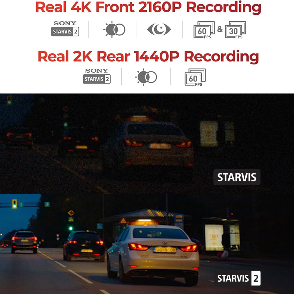 THINKWARE ARC900 2CH 4K HDR Dual Dash Cam Front and Rear - 4K+2K STARVIS 2, Super Night Vision 4.0, Low Power Parking Mode, 3.5" IPS Touchscreen, 5GHz Wi-Fi, GPS (64GB MicroSD & Hardwiring Cable Incl)