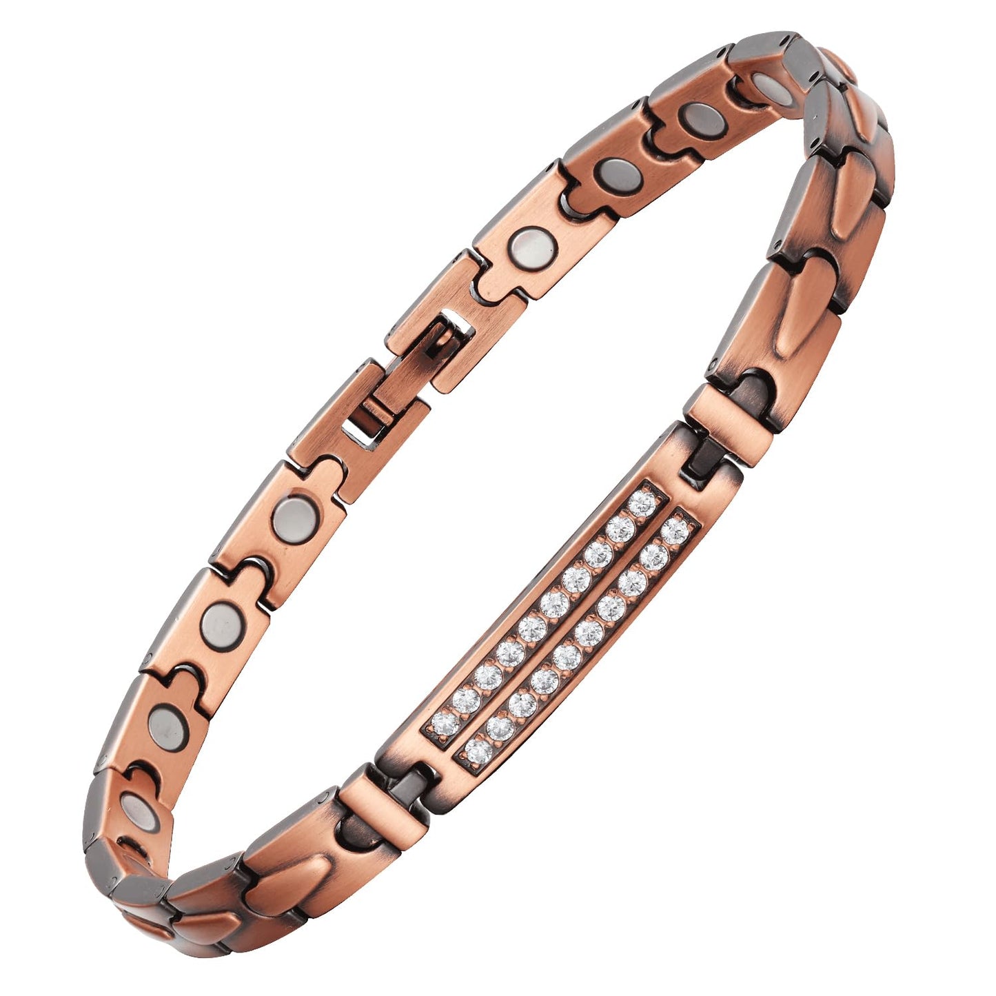 Fashtour 99.99% Pure Copper Magnetic Bracelet and Ring Set for Women, Heart Wire Design Adjustable Jewelry with 3800 Gauss Magnets, Elegant Gift Box (copper584)