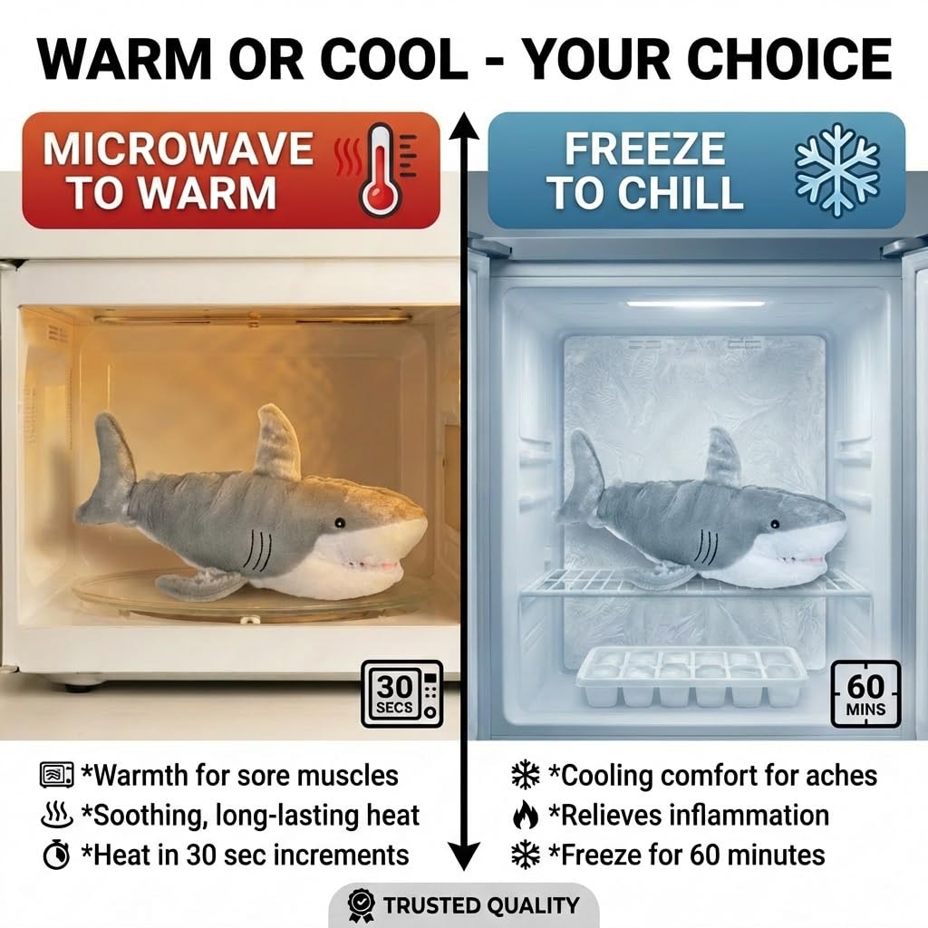 Samuel Shark - Microwavable & Weighted Plush Stuffed Animal - Heated Plushie for Warmth - Cute, Soft, Cozy Toy for Adults & Children (Boys, Girls, & Toddlers) by Warm Pals