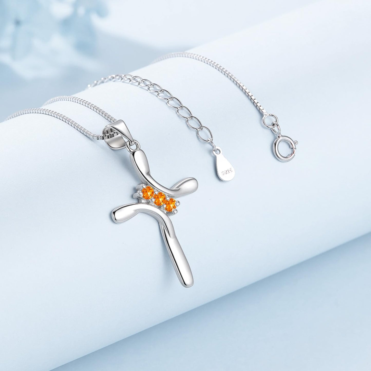EVERU November Birthstone Necklace 925 Sterling Silver Birthstone Necklace,Silver Cross Pendant Ideal Jewelry Gift For Women