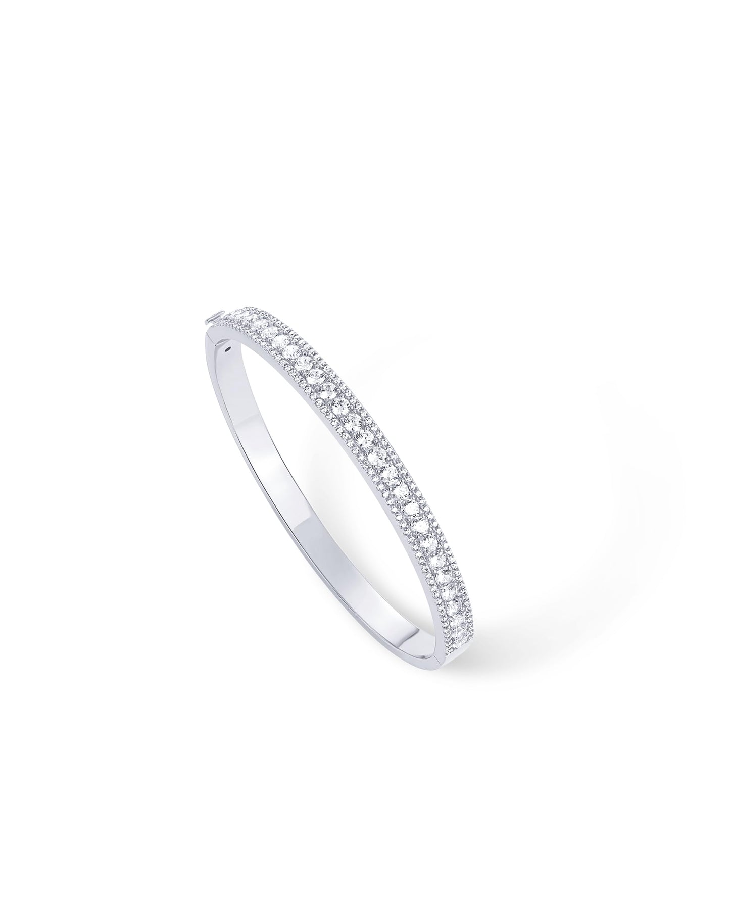 PAVOI Rhodium Plated Cubic Zirconia Princess Cut Bangle Bracelet for Women | Classic Love Cuff CZ Stones Bracelet Jewelry