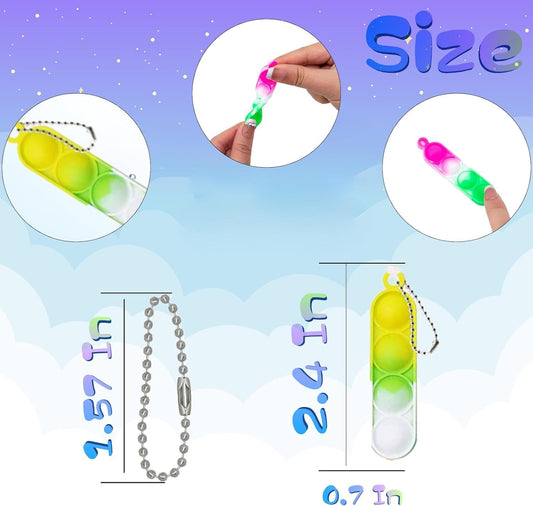 360 Pcs Rectangle Pop Keychain Mini Fidget Toys Bulk for Kids,Mini Pop Fidget Keychain Party Favors for Kids 4-8,8-12, Goodie Bag Stuffers Fidgets for Classroom Prizes Sensory Fidget Toy Packs