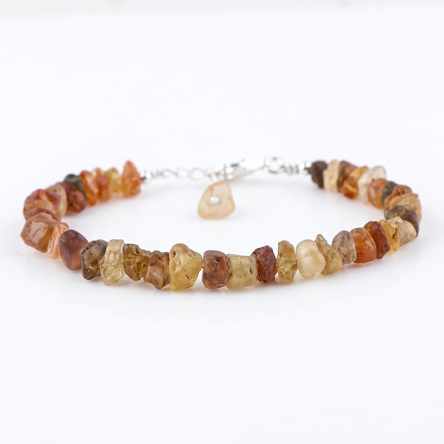 CRYSTALINES Natural Raw Brown Zircon Gemstone Bracelet, Handmade Bohemian Jewelry, Rough Stones, Chakra Healing Crystals, Adjustable Silver Plated Bracelet, Christmas Gift for Women (Size. 7+1INCH)