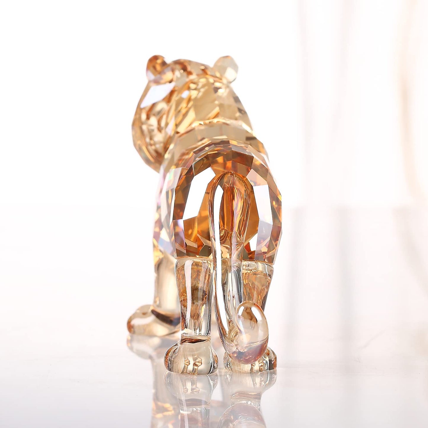 DOJOZ Crystal Tiger Figurine Animals Craft Home Decor Ornaments Collectible Birthday New Year Gifts (Gold)