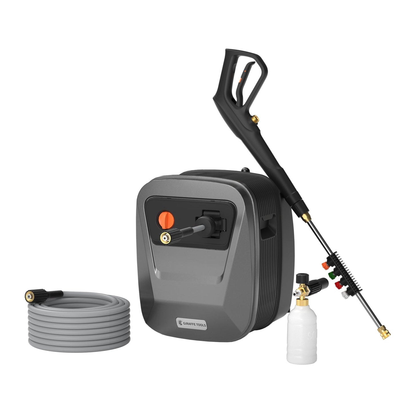 Giraffe Tools Grandfalls Pressure Washer G20 Pro, 65 FT Pressure Hose,Wall Mounted Power Washer with 4 Quick-Connect Nozzles,Foam Cannon for Cars/Patios/Driveways/Fences,2500 MAX PSI 2.2 GPM