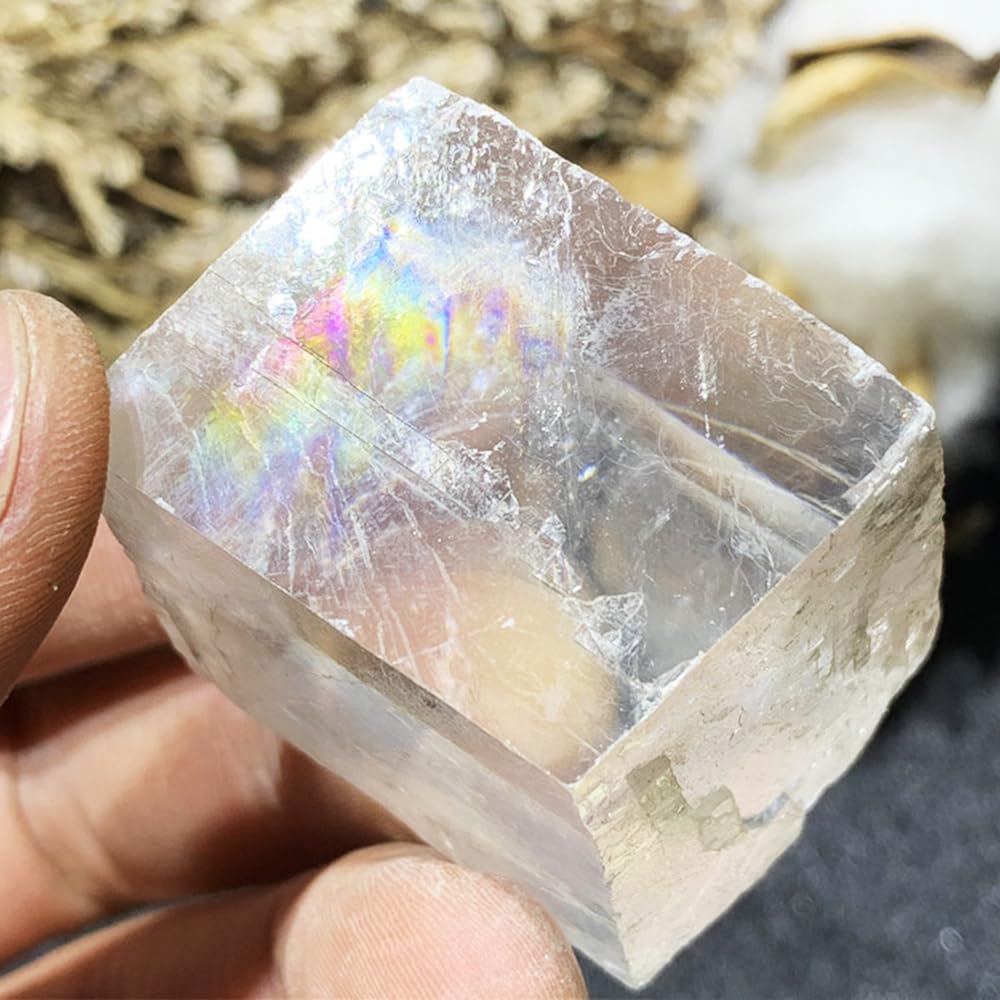 Natural Translucent Calcite Stone Mineral Crystal Specimen Office Desktop Decor Fragrance Expansion Stone Home Decor Raw Crystal (Approximately 1 Pound per Pack)