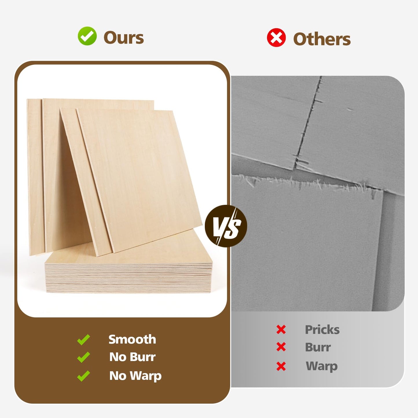 Adrattnay Basswood Sheets 3mm - 1/8 x 16 x 16 inch, 24pcs Square Laser Basswood Plywood for Laser Cutting & Engraving DIY Crafts, Wood Burning, Painting, Architectural Model Building