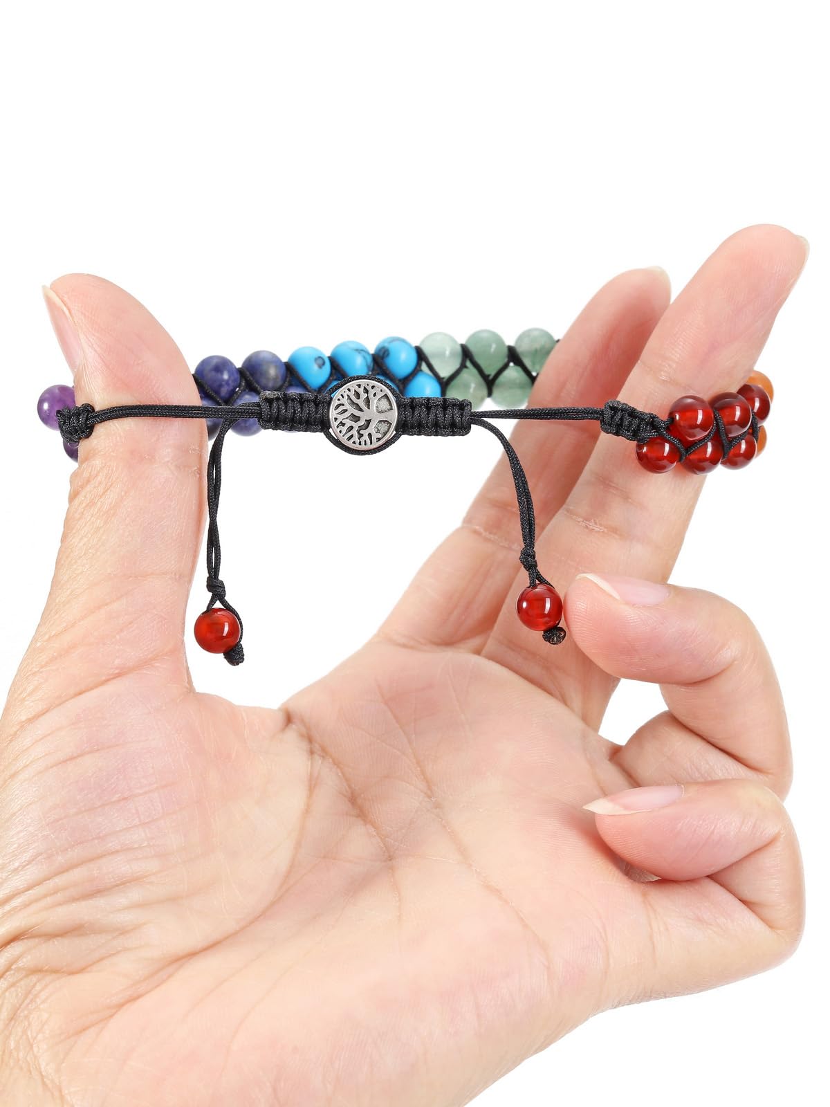 MANIFO 7 Chakra Healing Crystals Bracelet Womens Reiki Stone Rope Braided Gemstone Bracelets with Life Tree Charm Christmas Gift