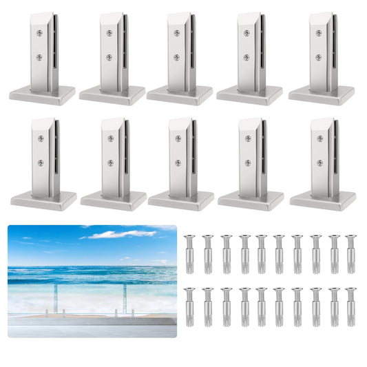 LukLoy 10 Pack T316 Stainless Steel Glass Railing Spigot N.W 2.1lb Heavy Duty Glass Railing Post Clamps for Home Garden Stairs Balustrade Balcony (10 Pack, Each NW 2.1lb, GW 3.0lb) - Level 2