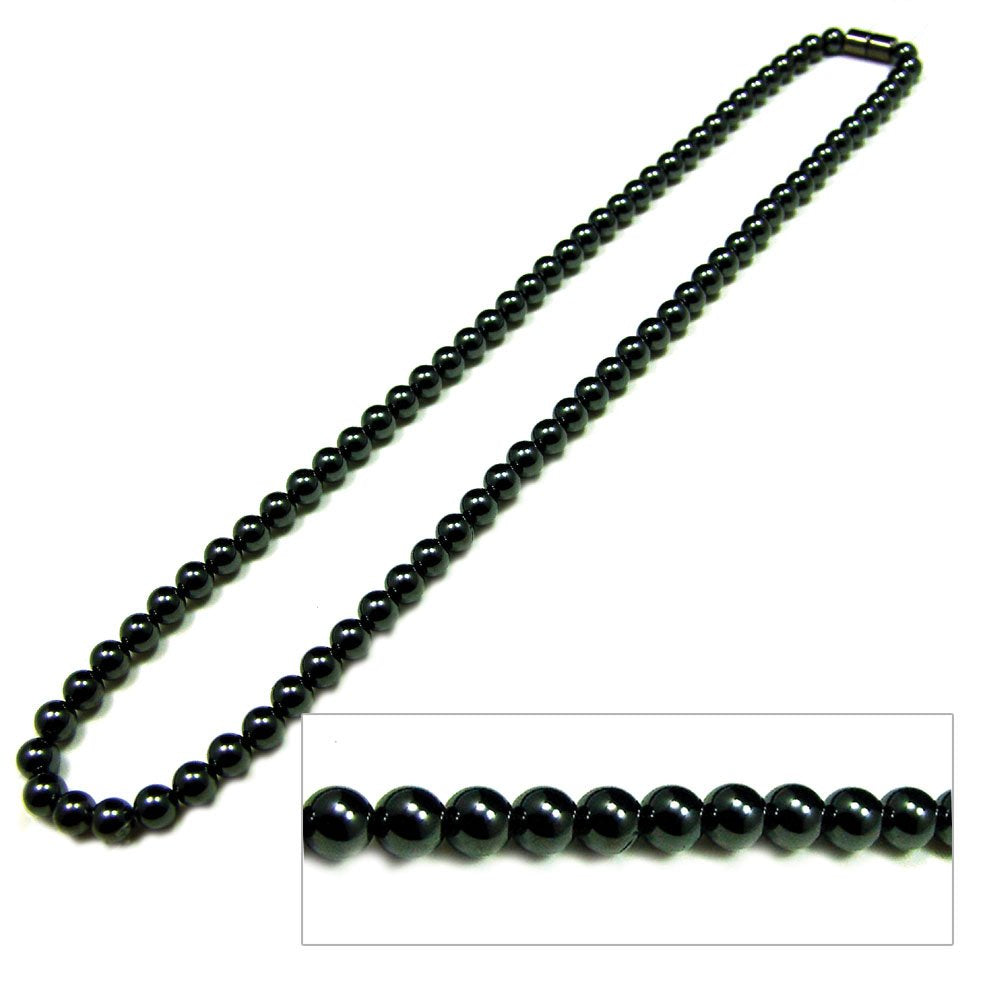 Accents Kingdom Men's Magnetic Hematite Therapy & Healing Stone with Round Beads Necklace, 18"